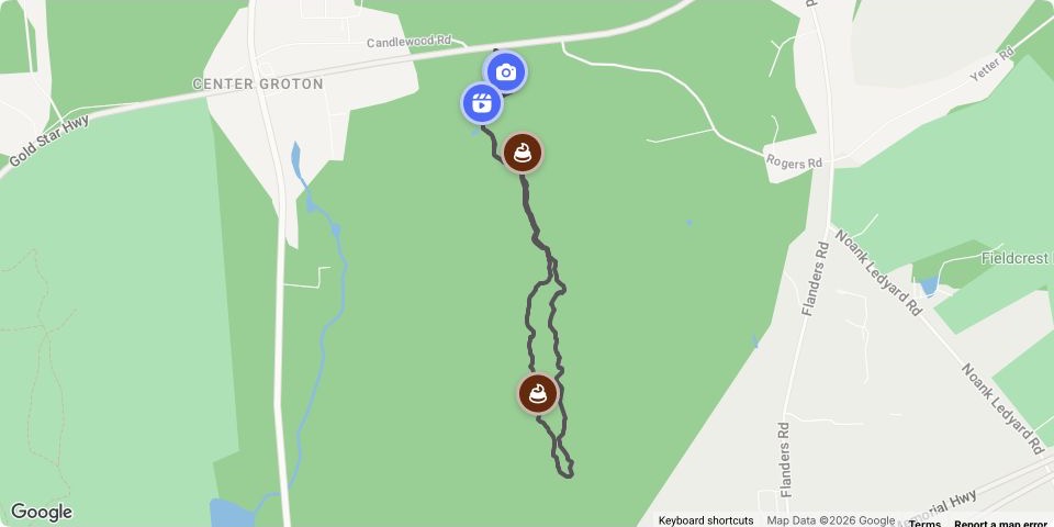 Walkies GPS route map showing the recorded trail at Candlewood Ridge